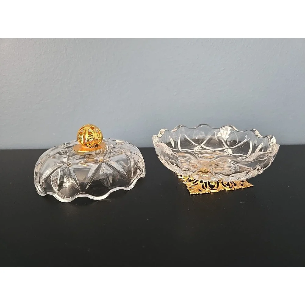 KILARNEY 24% CRYSTAL TRINKET Jewelry DISH 22ct HEARTS FILIGREE BASE